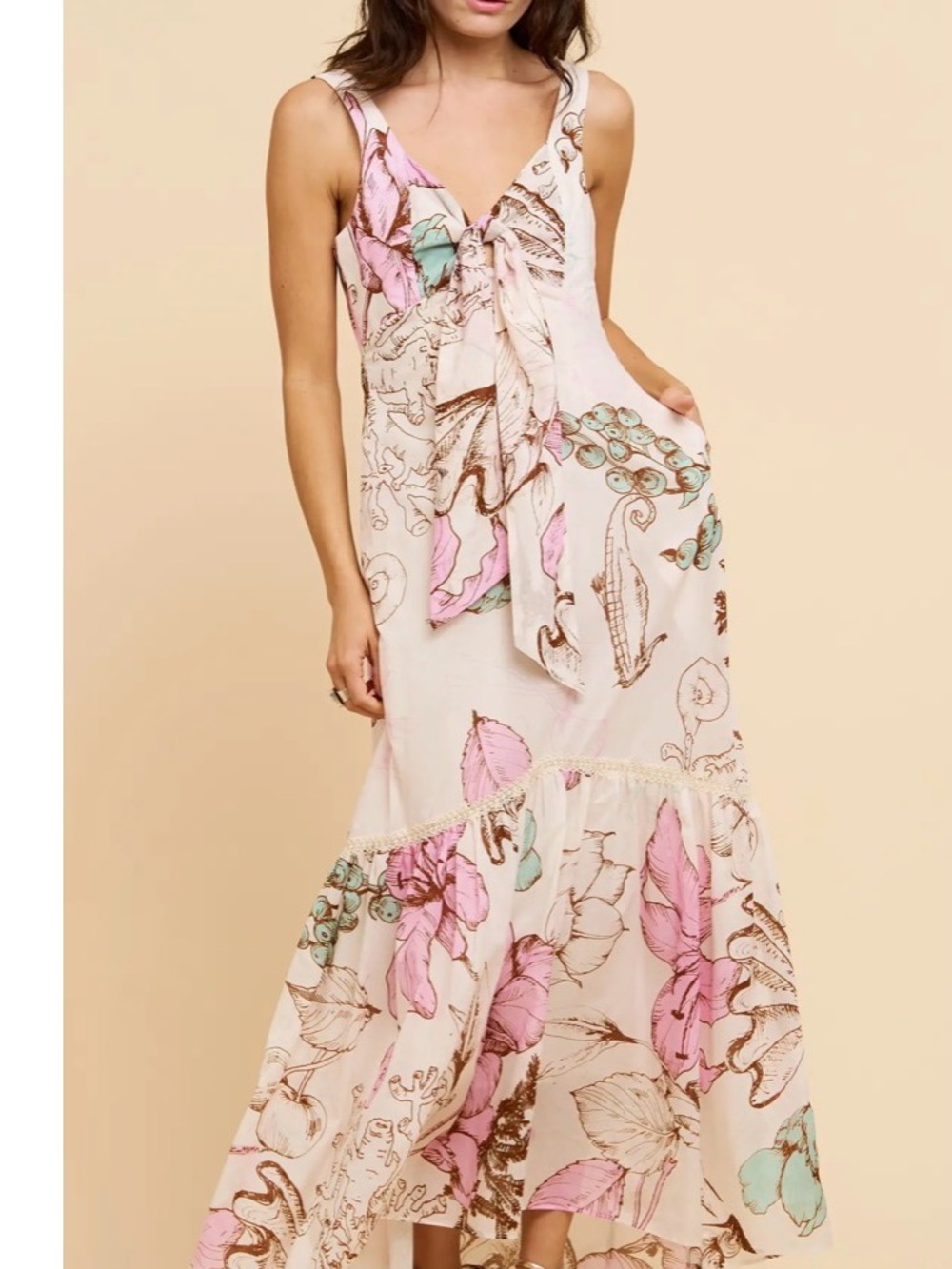 Anthropologie Ciebon women’s xl‎ miyui floral ocean maxi dress tiered sundress